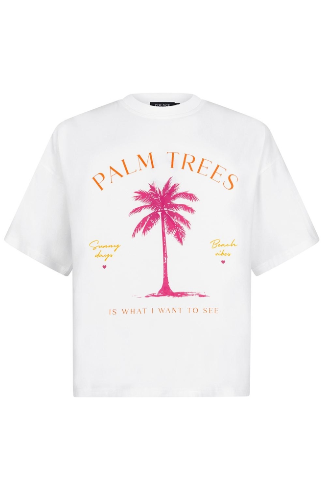 T SHIRT PALM TREES HSS2557 10014 OFF WHITE/MULTI